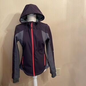 Mondetta Women’s Active Hooded Jacket, size Small, Grey & Black,orange interior